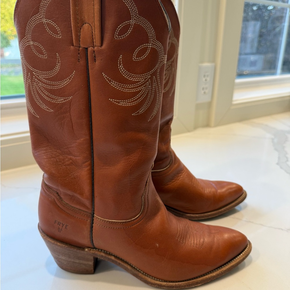 Frye Brown Leather Cowboy Boots